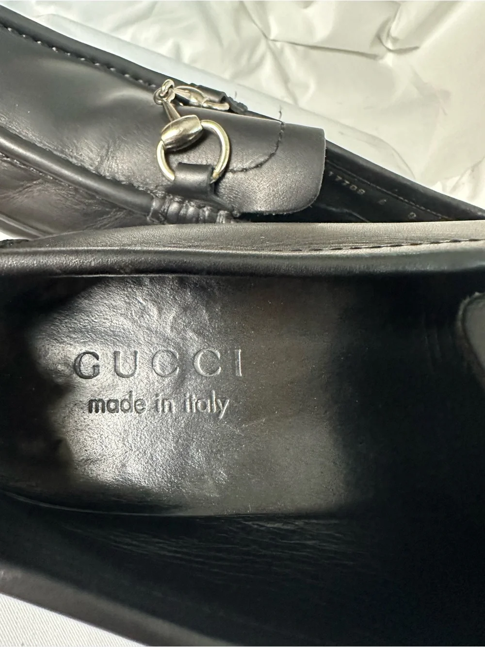 Gucci Men’s Horsebit Loafers Black Leather Size 6D EUC